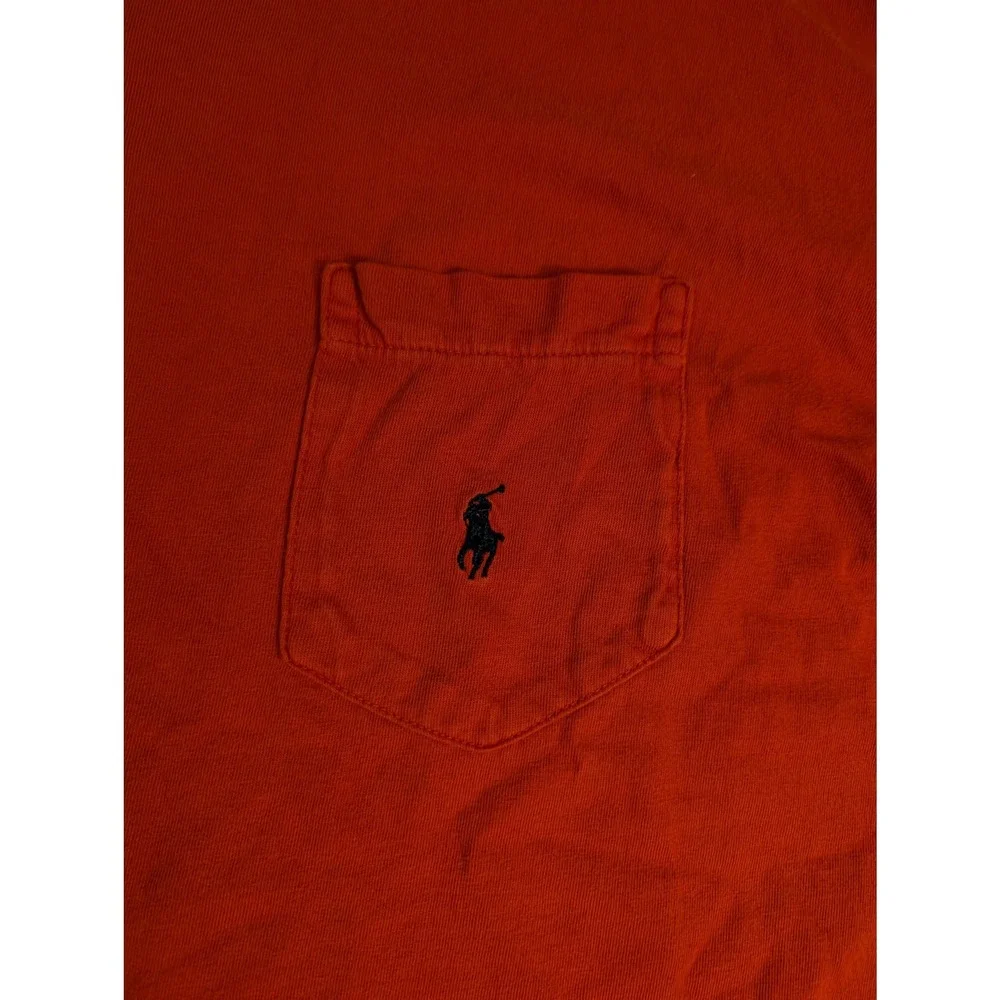 Vintage Polo Ralph Lauren Men's Red Pocket T-Shirt Single‎ Stitch Pony Logo-L